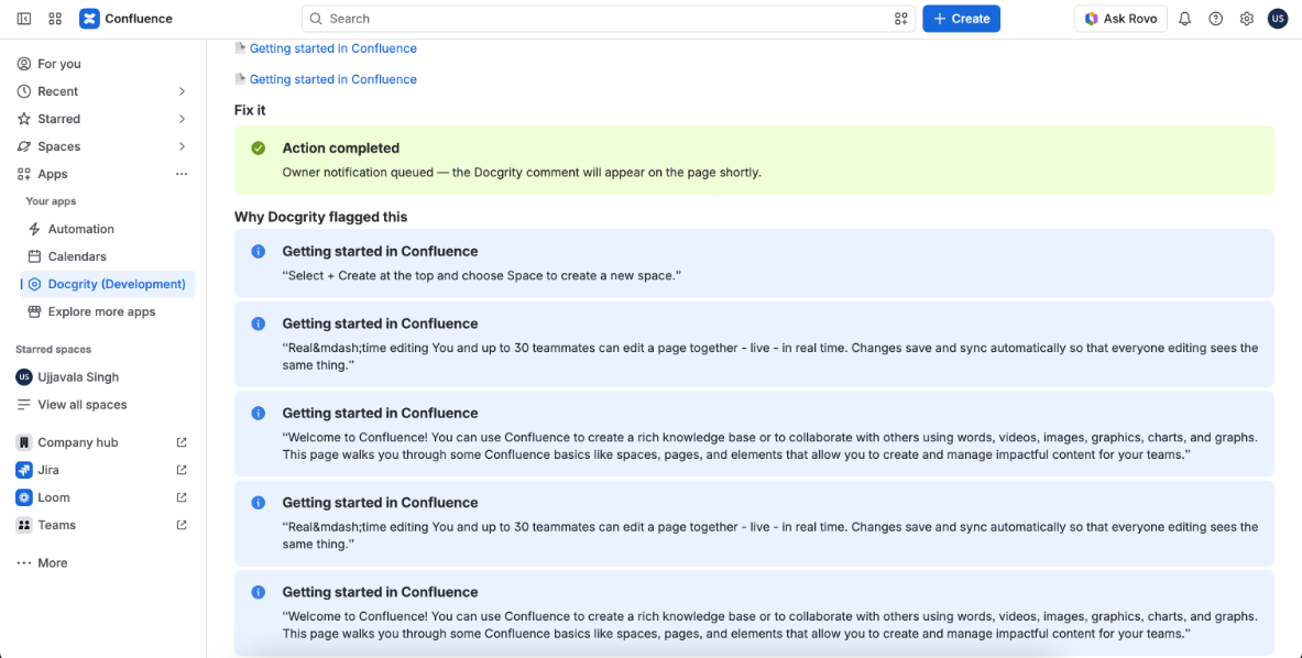 Action completed for the duplicate finding